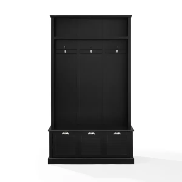 Entryway Furniture-Kirkland's Home Wood Storage Bench Hall Tree Black