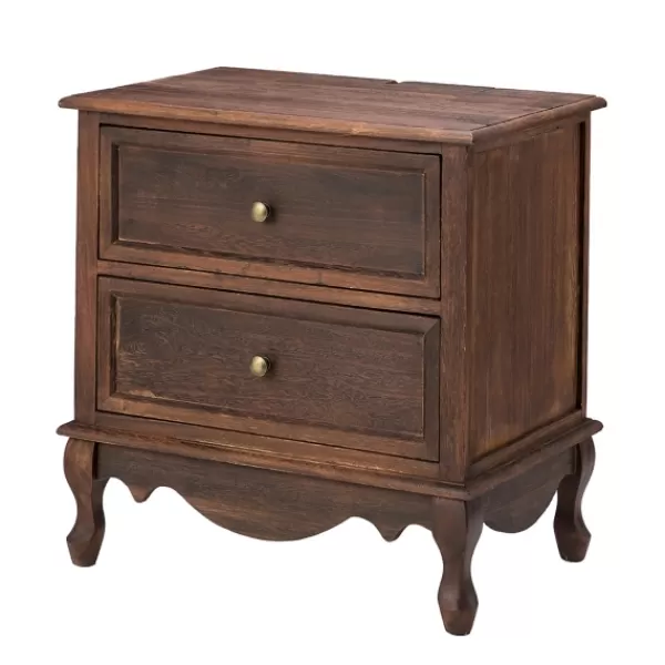 Nightstands-Kirkland's Home Wood Traditional 2-Drawer Nightstand Brown