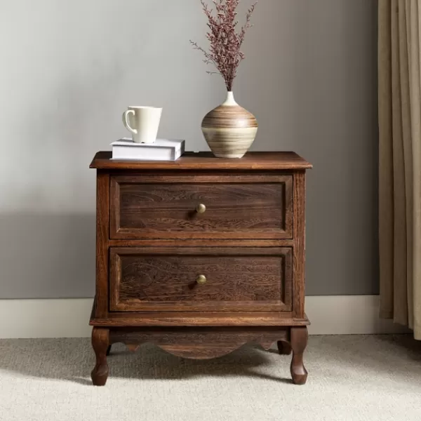 Nightstands-Kirkland's Home Wood Traditional 2-Drawer Nightstand Brown