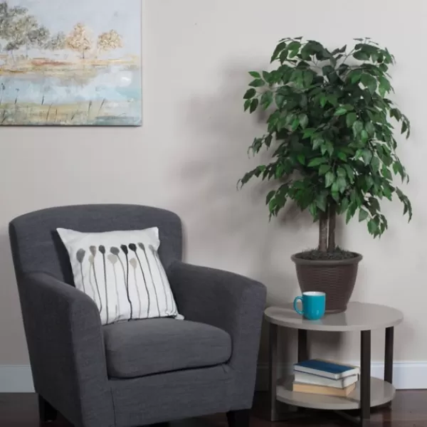 Trees & Topiaries-Kirkland's Home Wood Trunk Ficus Bush In Rattan Basket