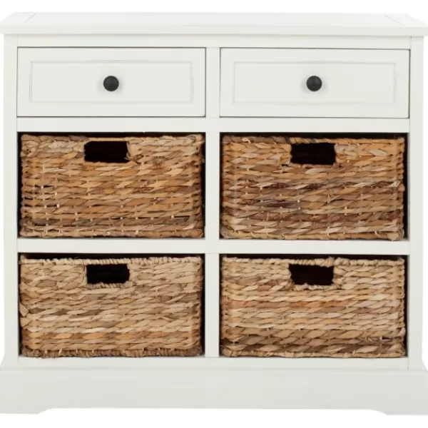 Cabinets & Sideboards-Kirkland's Home Wood Woven Baskets Cabinet White