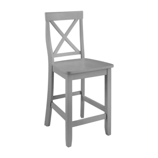 Bar Stools & Counter Height Stools-Kirkland's Home Wood X-Back Counter Stools, Set Of 2 Gray