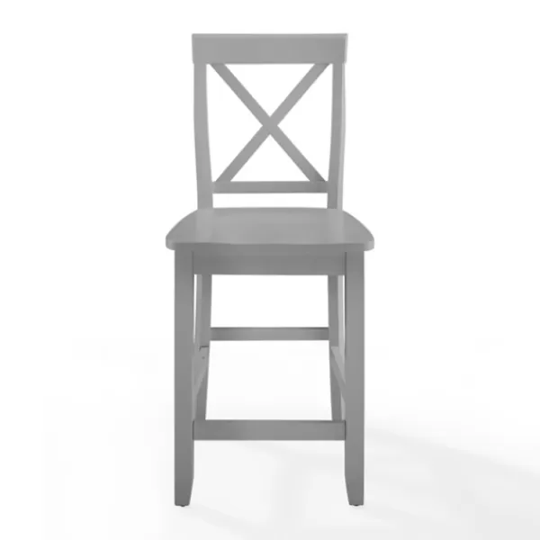 Bar Stools & Counter Height Stools-Kirkland's Home Wood X-Back Counter Stools, Set Of 2 Gray