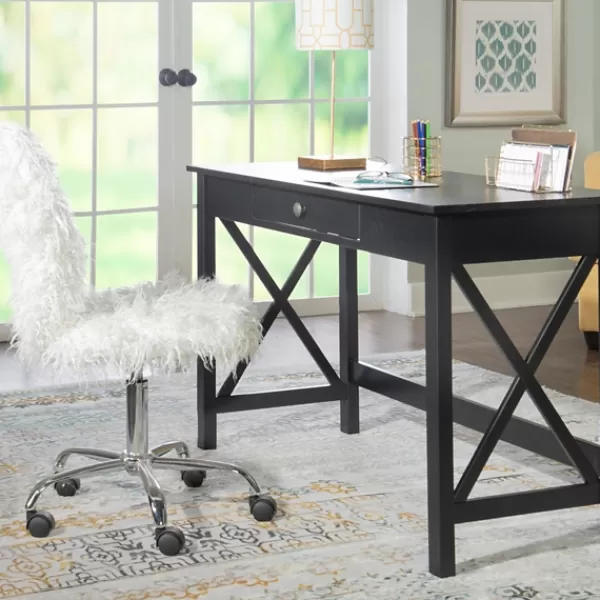 Office Furniture-Kirkland's Home Wood X-Sides Desk Black