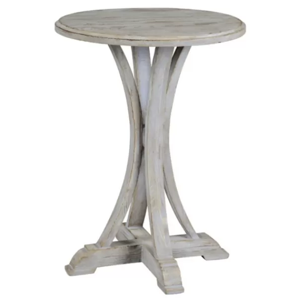 Accent & End Tables-Kirkland's Home Wooden Arched Base Round Top Accent Table White