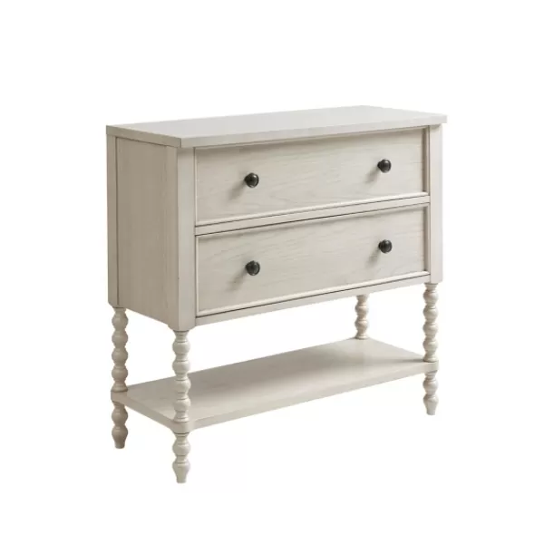 Cabinets & Sideboards-Kirkland's Home Wooden Balled Legs 2-Drawer Chest White