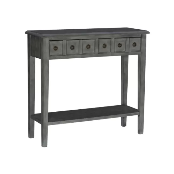 Console Tables-Kirkland's Home Wooden Console Table With Double Drawers Gray