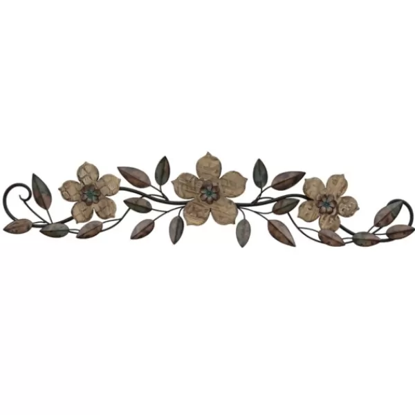 Wall Plaques-Kirkland's Home Wooden Floral Over Door Plaque Brown