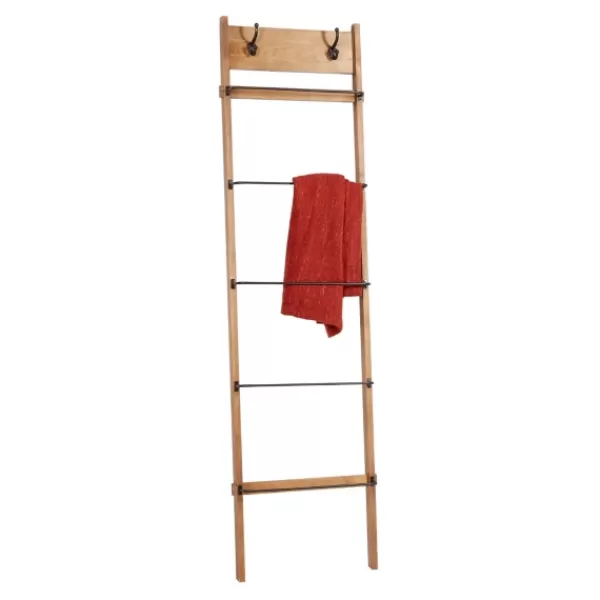 Decorative Accents-Kirkland's Home Wooden Leaning Ladder With Hooks Brown