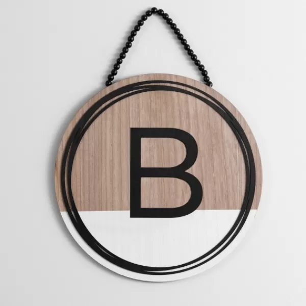 Monogram Wall Decor-Kirkland's Home Wooden Neutral Beaded Monogram B Plaque Tan/Black/White