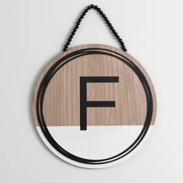 Monogram Wall Decor-Kirkland's Home Wooden Neutral Beaded Monogram F Plaque Tan/Black/White