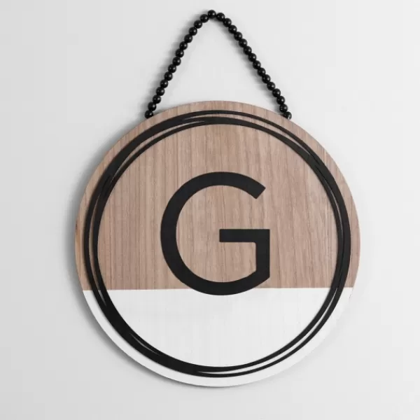 Monogram Wall Decor-Kirkland's Home Wooden Neutral Beaded Monogram G Plaque Tan/Black/White