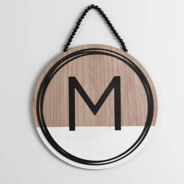 Monogram Wall Decor-Kirkland's Home Wooden Neutral Beaded Monogram M Plaque Tan/Black/White