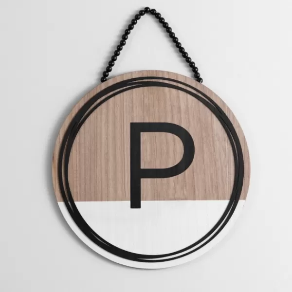 Monogram Wall Decor-Kirkland's Home Wooden Neutral Beaded Monogram P Plaque Tan/Black/White