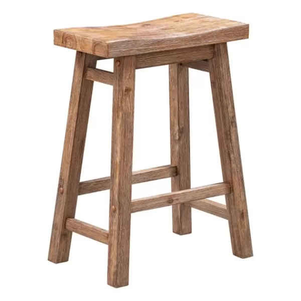 Bar Stools & Counter Height Stools-Kirkland's Home Wooden Saddle Seat Counter Stool Brown