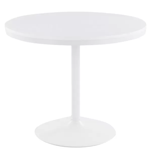 Dining Tables-Kirkland's Home Wooden Top Metal Base Round Dining Table White