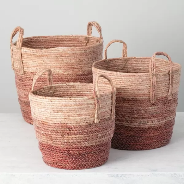 Baskets & Boxes-Kirkland's Home Woven Baskets, Set Of 3 Pink