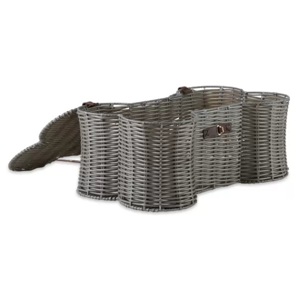 Baskets & Boxes-Kirkland's Home Woven Bone Shaped Basket, 17 In. Gray