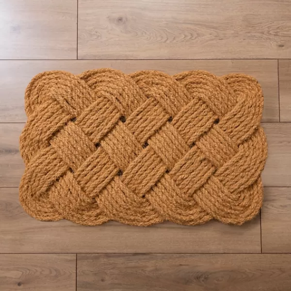 Doormats-Kirkland's Home Woven Braided Coir Doormat Tan