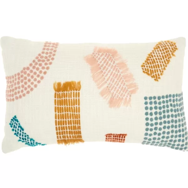 Pillows-Kirkland's Home Woven Geometric Patches Lumbar Pillow Multi