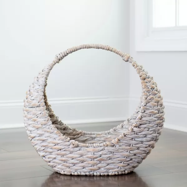 Baskets & Boxes-Kirkland's Home Woven Half Moon Basket White