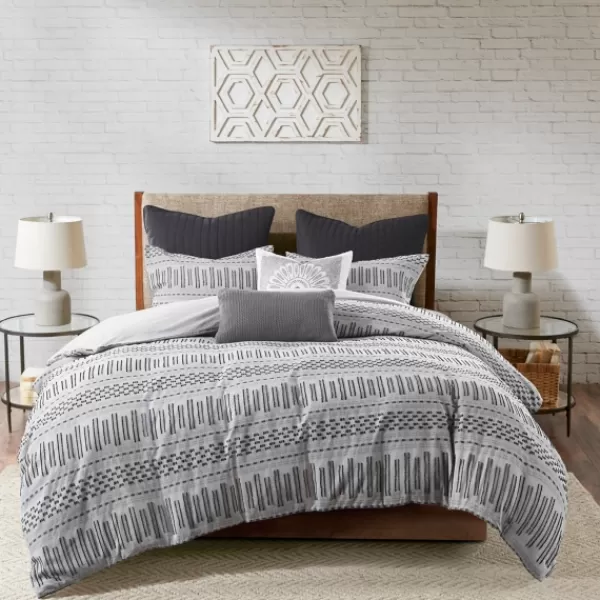 Comforters-Kirkland's Home Woven Jacquard California King Comforter Set Gray