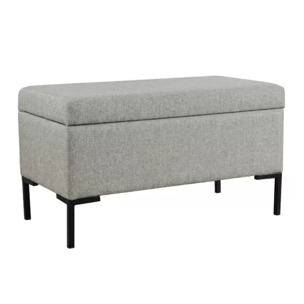 Benches & Ottomans-Kirkland's Home Woven Polyester Storage Bench Gray