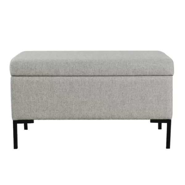 Benches & Ottomans-Kirkland's Home Woven Polyester Storage Bench Gray