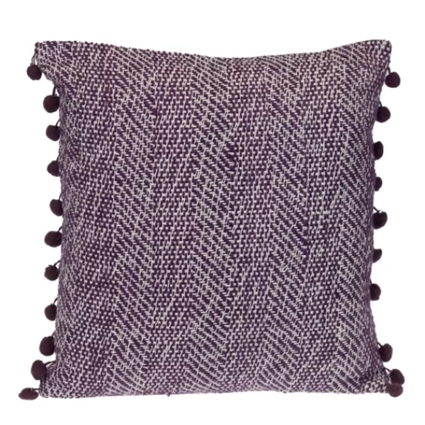 Pillows-Kirkland's Home Woven Pom Pom Pillow Purple