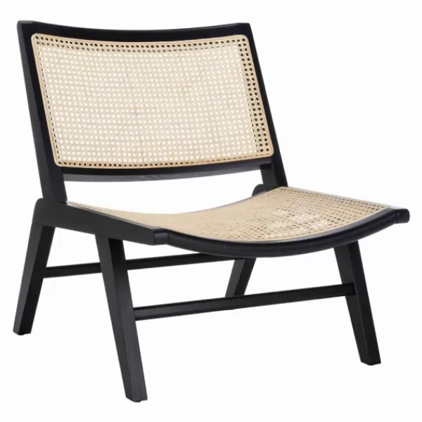 Accent Chairs-Kirkland's Home Woven Rattan Low-Slung Accent Chair Black