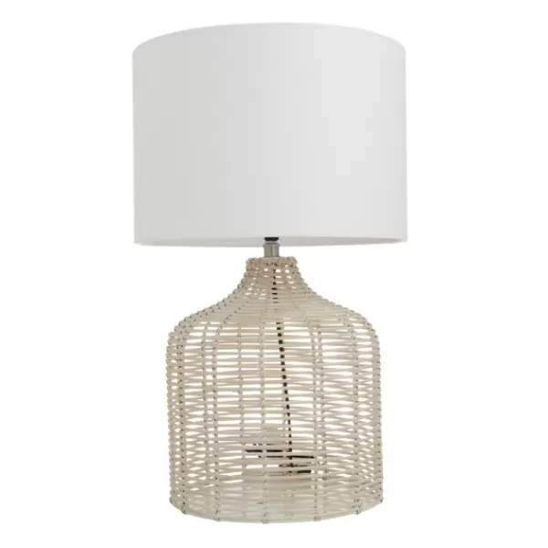 Table Lamps-Kirkland's Home Woven Rattan Table Lamp Ivory