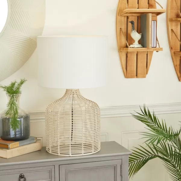 Table Lamps-Kirkland's Home Woven Rattan Table Lamp Ivory