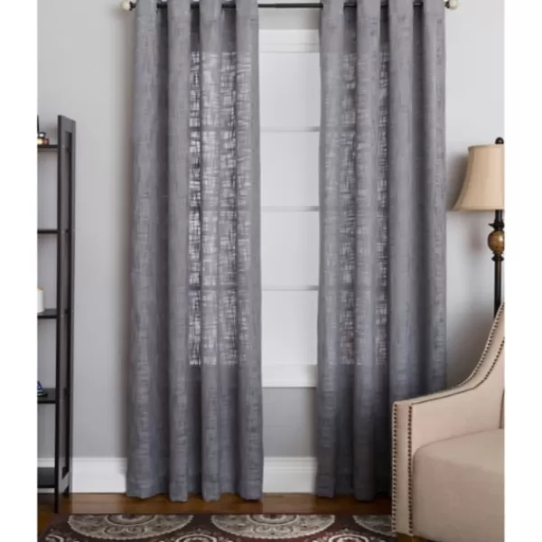 Curtains & Drapes-Kirkland's Home Woven Single Curtain Panel, 84 In. Gray