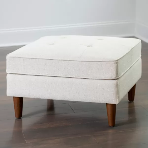 Benches & Ottomans-Kirkland's Home Wyatt Ecru Woven Ottoman Ivory