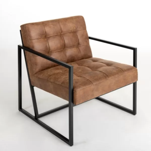 Accent Chairs-Kirkland's Home Wyatt Faux Leather Accent Chair Brown