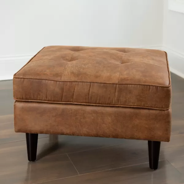 Benches & Ottomans-Kirkland's Home Wyatt Faux Leather Ottoman Brown