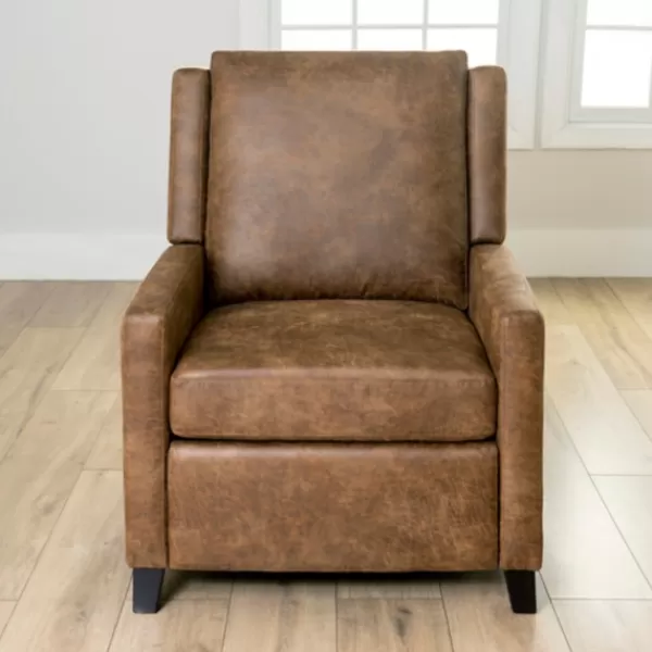 Accent Chairs-Kirkland's Home Wyatt Faux Leather Recliner Brown