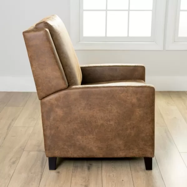 Accent Chairs-Kirkland's Home Wyatt Faux Leather Recliner Brown