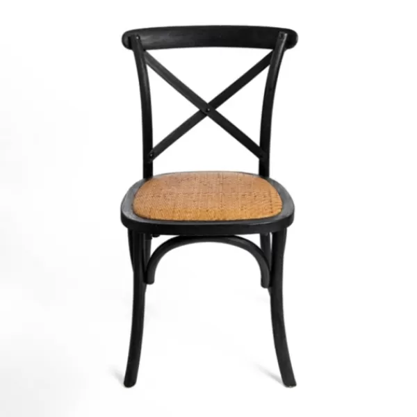 Dining Chairs-Kirkland's Home X Frame Cane Seat Dining Chair Black