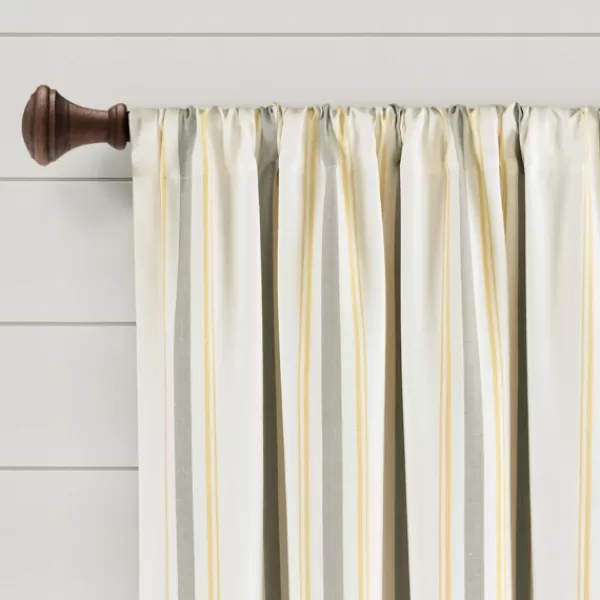 Curtains & Drapes-Kirkland's Home Yellow & Gray Farmhouse Curtain Panel Set, 63 In. Yellow/Gray