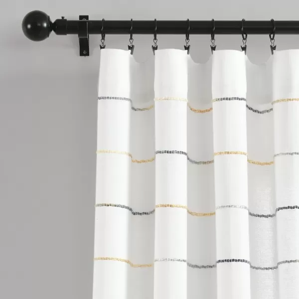 Curtains & Drapes-Kirkland's Home Yellow And Gray Stripe Curtain Panel Set, 84 In. White/Gray/Yellow