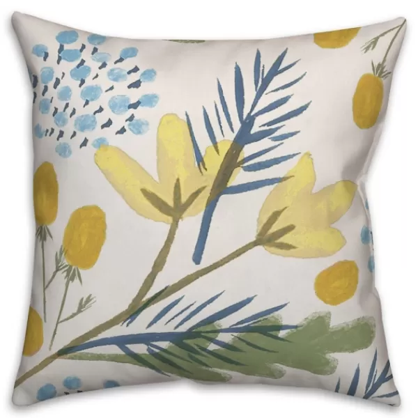 Pillows-Kirkland's Home Yellow Botanicals Pillow Yellow/Blue