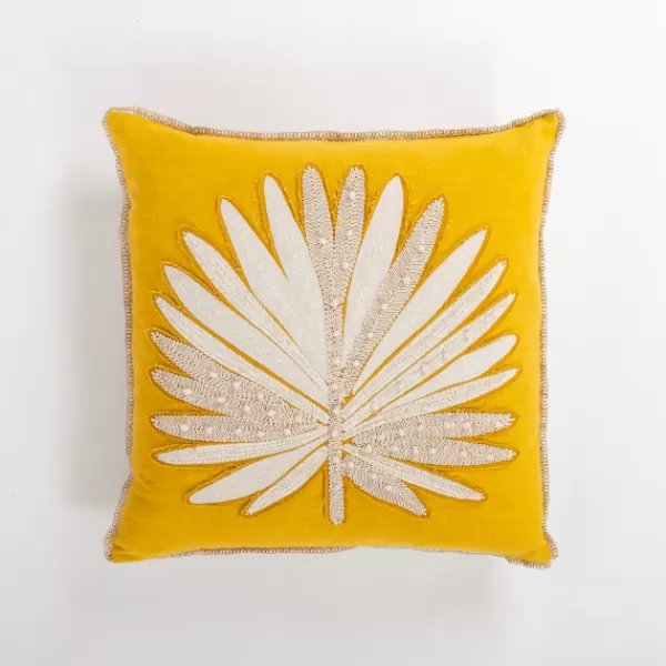 Pillows-Kirkland's Home Yellow Great Palm Pillow Yellow/Ivory