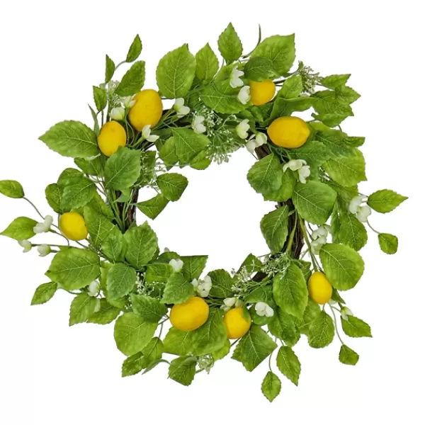 Wreaths-Kirkland's Home Yellow Lemon Blossom Wreath Green/Yellow