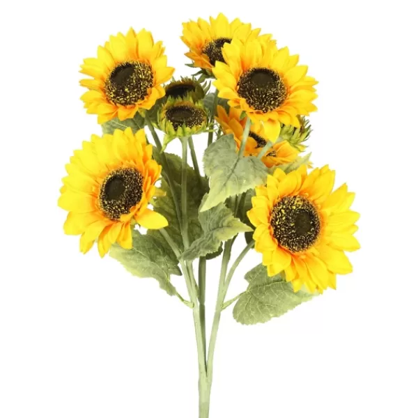 Stems & Bouquets-Kirkland's Home Yellow Sunflower Bush Blossoms Yellow/Brown