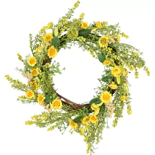 Wreaths-Kirkland's Home Yellow Wild Sunflower Wreath Yellow/Green