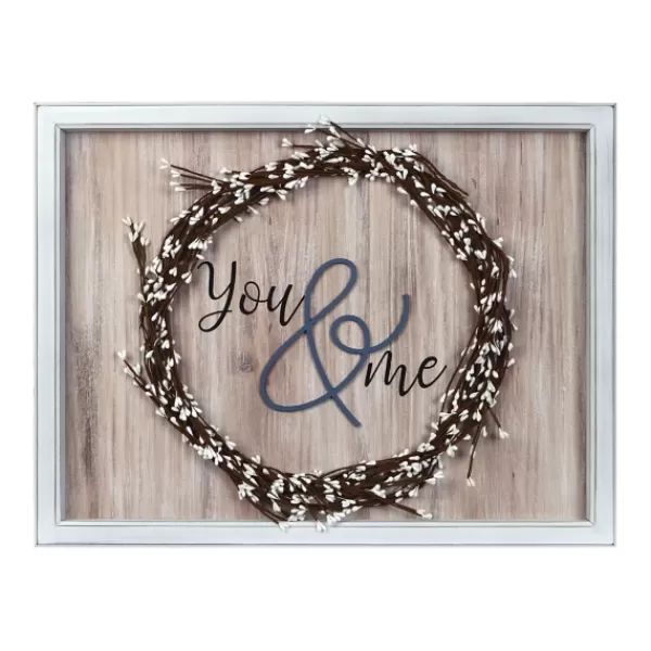 Wall Quotes & Signs-Kirkland's Home You And Me Wreath Framed Wooden Wall Plaque Brown