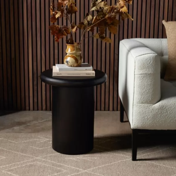 Accent & End Tables-Kirkland's Home Zach Charcoal Wood Pedestal End Table Black