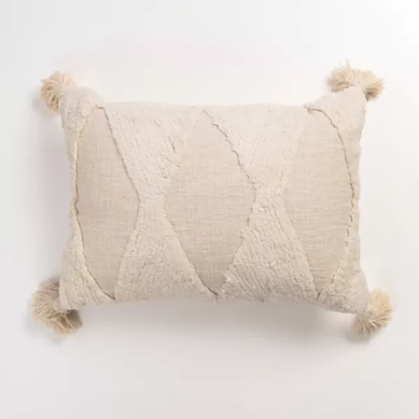 Pillows-Kirkland's Home Zoey Diamond Tufted Lumbar Pillow Ivory